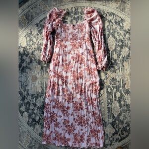 Free People Pink Floral Long Sleeve Dress